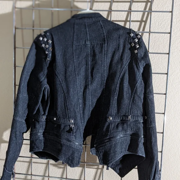 Chou Yatou black/gray denim moto jacket in Medium. - Picture 10 of 11